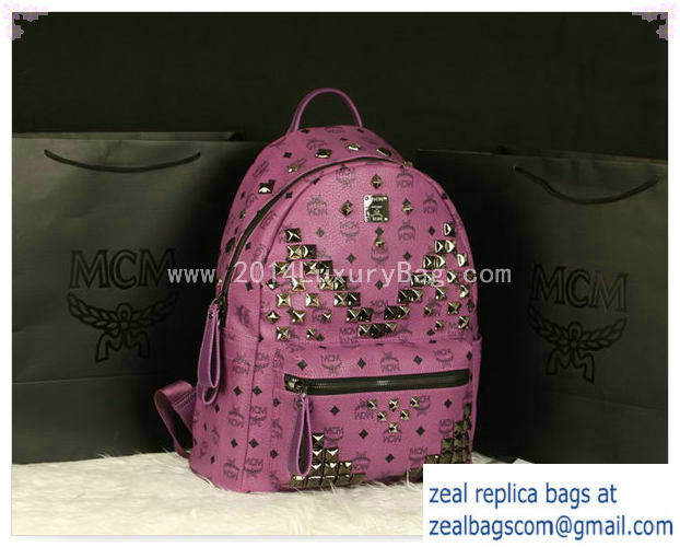 High Quality Replica MCM Stark Backpack Jumbo in Calf Leather 8100 Purple